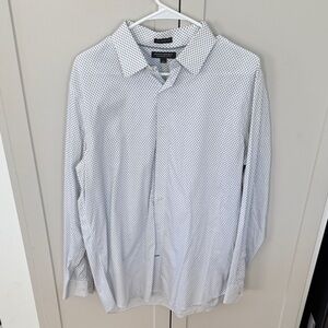Banana Republic White and Black Patterned Dress Shirt